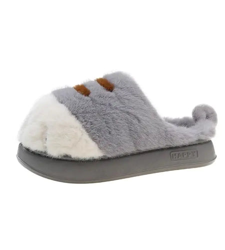 European And American Plus Size Closed Toe Fur Slipper Winter