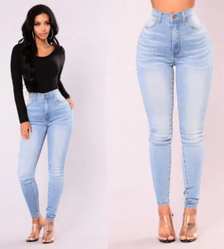 High-Waist Skinny Denim Jeans