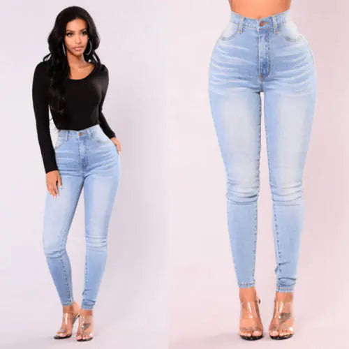 Load image into Gallery viewer, High-Waist Skinny Denim Jeans
