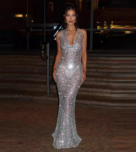 Luminous Halter Dress