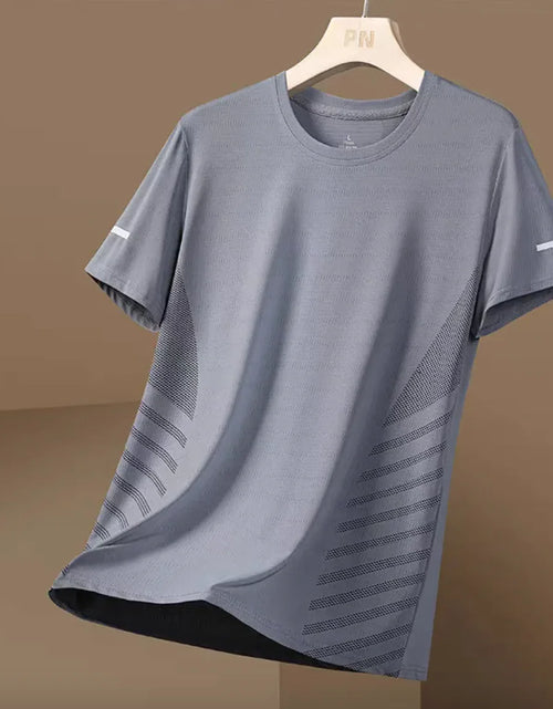 Load image into Gallery viewer, Men&#39;s Ice Silk Quick-Dry Round Neck T-Shirt - Lightweight &amp; Breathable Short Sleeve
