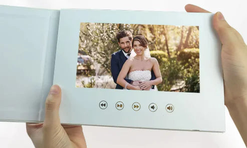 Load image into Gallery viewer, Wedding 7 Inch Video Linen Greeting Card
