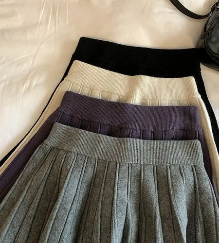 High Waist Knitted Mini Skirt