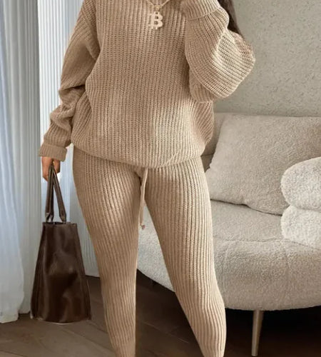 Women's Fashionable Knitted Wool Trousers Suit