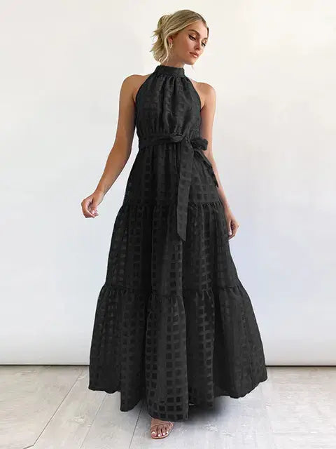 Load image into Gallery viewer, Women's Grid Hollow Long Dress
