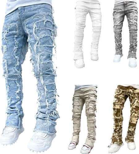 Vintage Ripped Straight Leg Denim Jeans