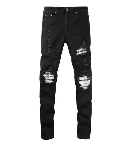 Men's Black Color Ripped Skinny Jeans