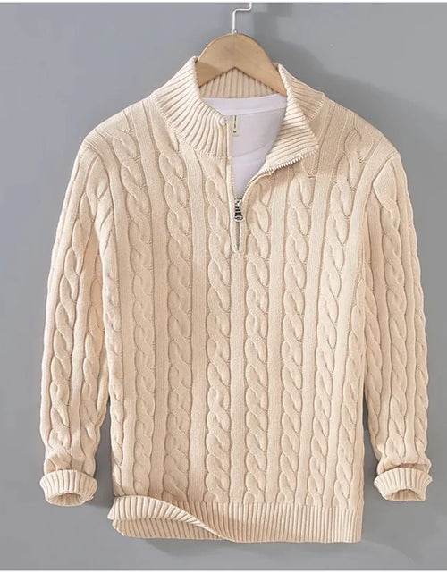 Load image into Gallery viewer, Men's Casual Half Turtleneck Zipper Sweater
