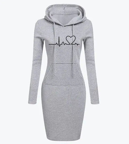 Autumn Winter Women's Long-Sleeved Hoodie Dress