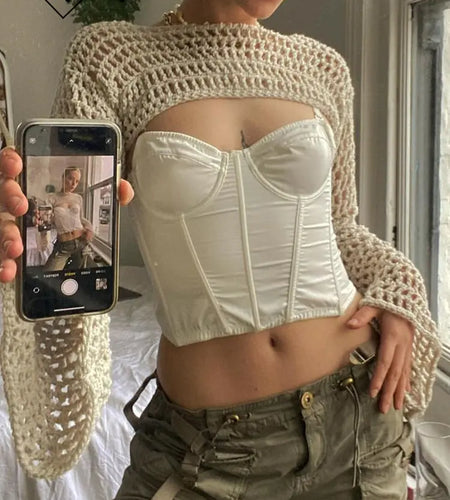 Rapcopter Y2K Knitted Crop Top Hollow