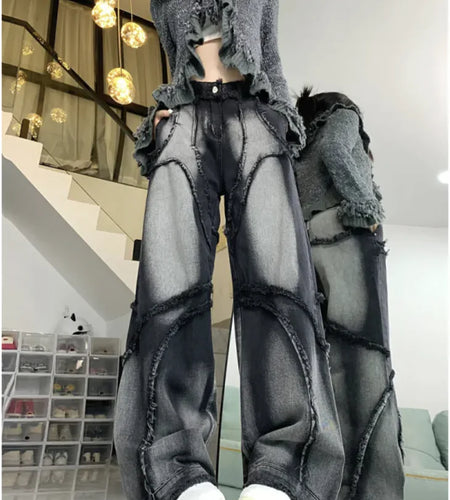 Frayed Wide-Leg Tassel Pants