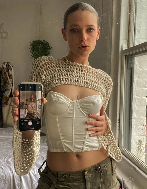 Load image into Gallery viewer, Rapcopter Y2K Knitted Crop Top Hollow
