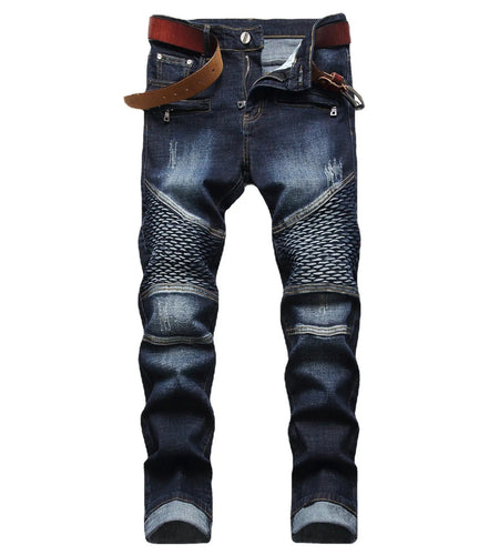 Men's Ripped Jeans Straight Fit Denim Pants