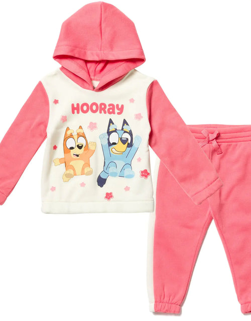 Load image into Gallery viewer, (Available in size 3T only)Bluey Bingo Toddler Girls Fleece Top and Pants Pink/White 3T
