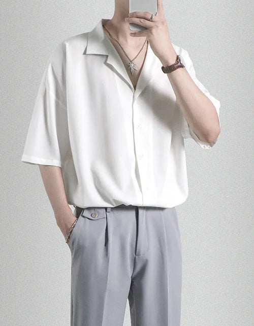 Load image into Gallery viewer, Men&#39;s Loose Casual Draped Ice Silk Shirt
