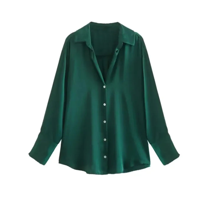 Silk Satin Long-sleeved Shirt