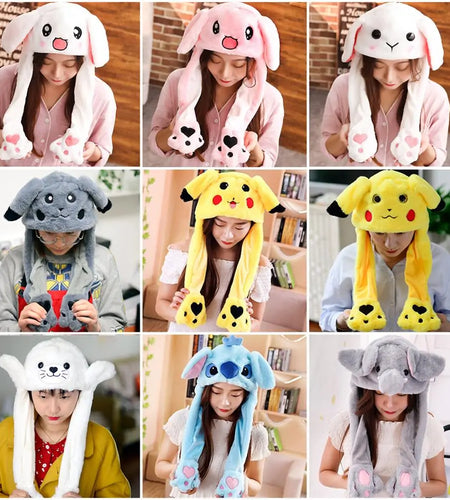 Rabbit Ear Airbag Hat: Fun Plush Toy Cap for Kids and Adults