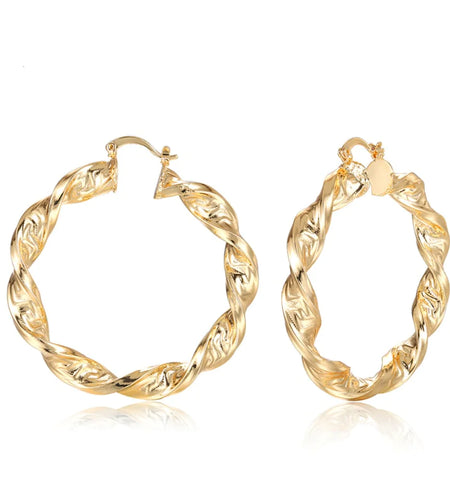 Twist Big Round Hoop Earrings