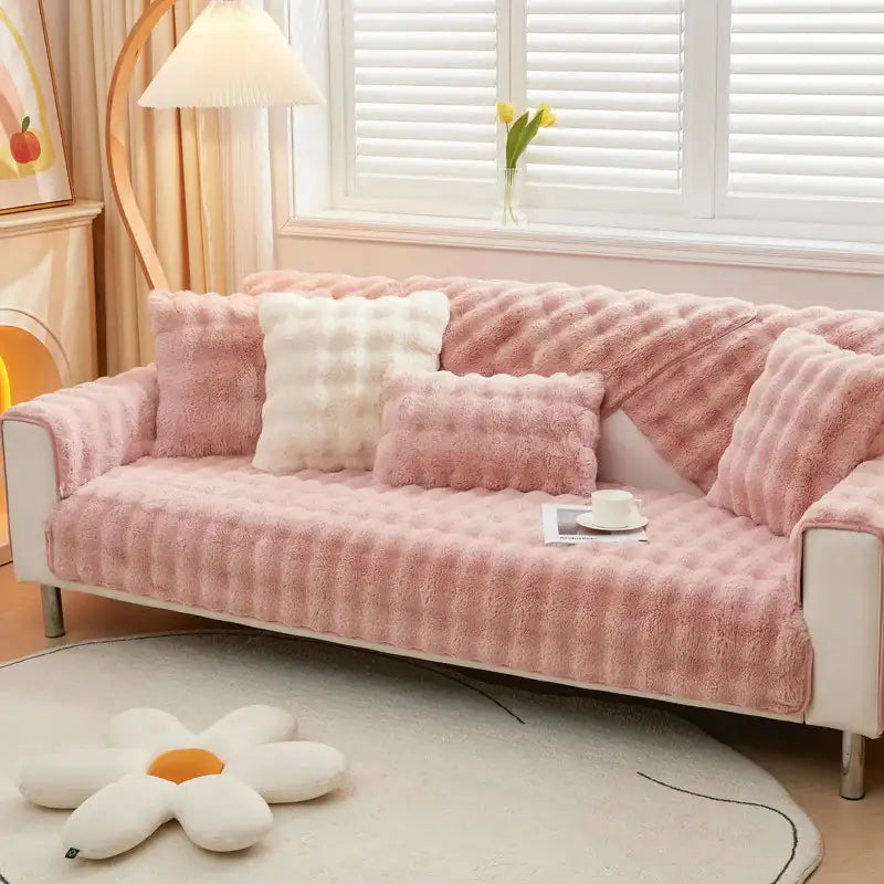 Super Soft Shaggy Non-Slip Plush Sofa Cover