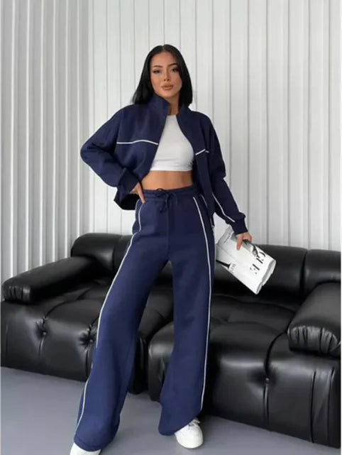 Load image into Gallery viewer, Women&#39;s Long Sleeve Half-Turtleneck Cardigan &amp; Trousers Set
