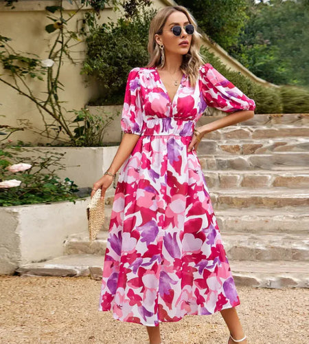 Seaside Chic V-Neck Maxi Dress