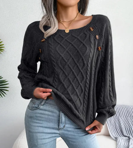 Twist Knit Square Neck Sweater