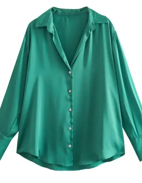 Load image into Gallery viewer, Silk Satin Long-sleeved Shirt
