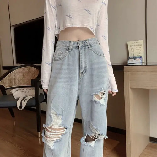 Load image into Gallery viewer, High Waist Ripped Jeans
