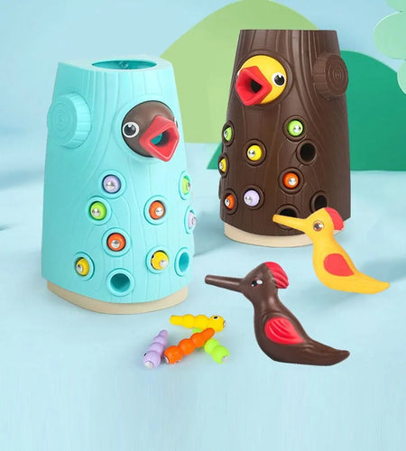 Woodpecker Worm Catching Game: Magnetic Family Fun and Educational Toy Set for Kids