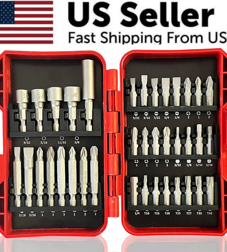 37 Piece Impact Screwdriver Bit Set Nut Driver Torx Phillips Tool Magnetic Drill