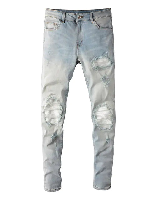 Load image into Gallery viewer, Retro Washed Stretch Skinny Fit Ripped Jeans

