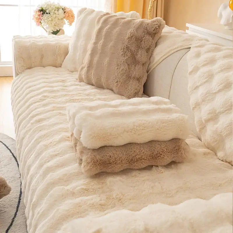 Super Soft Shaggy Non-Slip Plush Sofa Cover