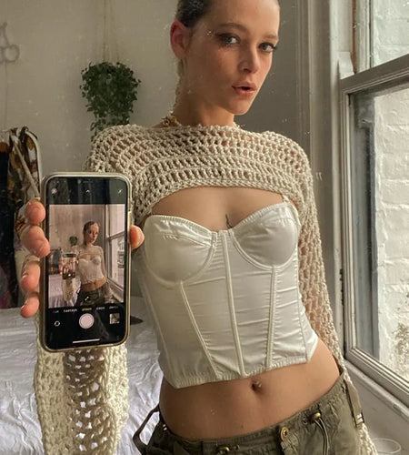 Rapcopter Y2K Knitted Crop Top Hollow