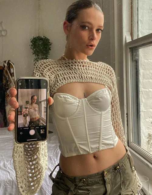 Load image into Gallery viewer, Rapcopter Y2K Knitted Crop Top Hollow
