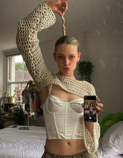 Load image into Gallery viewer, Rapcopter Y2K Knitted Crop Top Hollow
