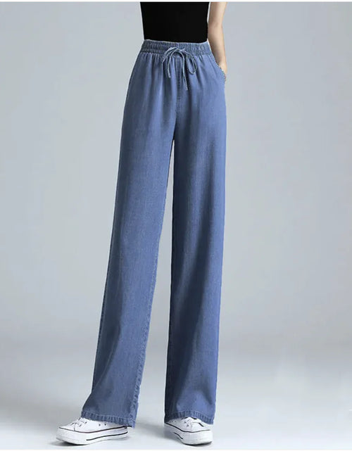 Load image into Gallery viewer, High-Waist Wide-Leg Ice Silk Pants – 9 Points
