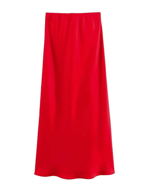 Load image into Gallery viewer, Women&#39;s Satin Pleated Midi Skirt
