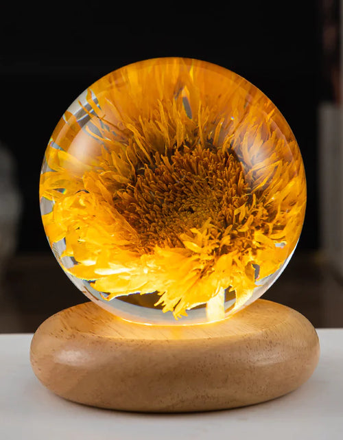 Load image into Gallery viewer, LED Flower Crystal Ball Night Light with Wooden Base
