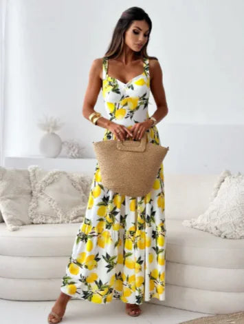 Load image into Gallery viewer, Floral Spaghetti-Strap Backless Maxi Dress
