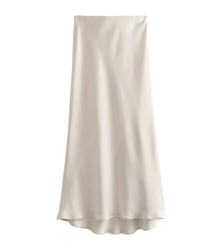 Women's Satin Pleated Midi Skirt