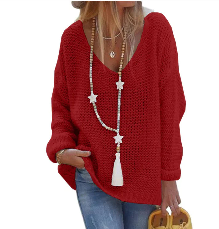 Cozy V-Neck Knit Sweater