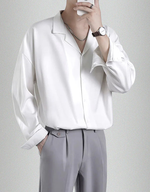 Load image into Gallery viewer, Men&#39;s Loose Casual Draped Ice Silk Shirt
