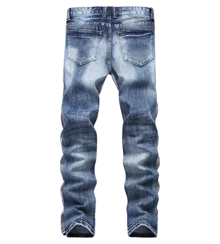 Cross Border Men's Ripped Straight Regular Jeans