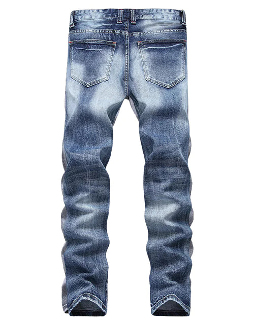 Load image into Gallery viewer, Cross Border Men&#39;s Ripped Straight Regular Jeans
