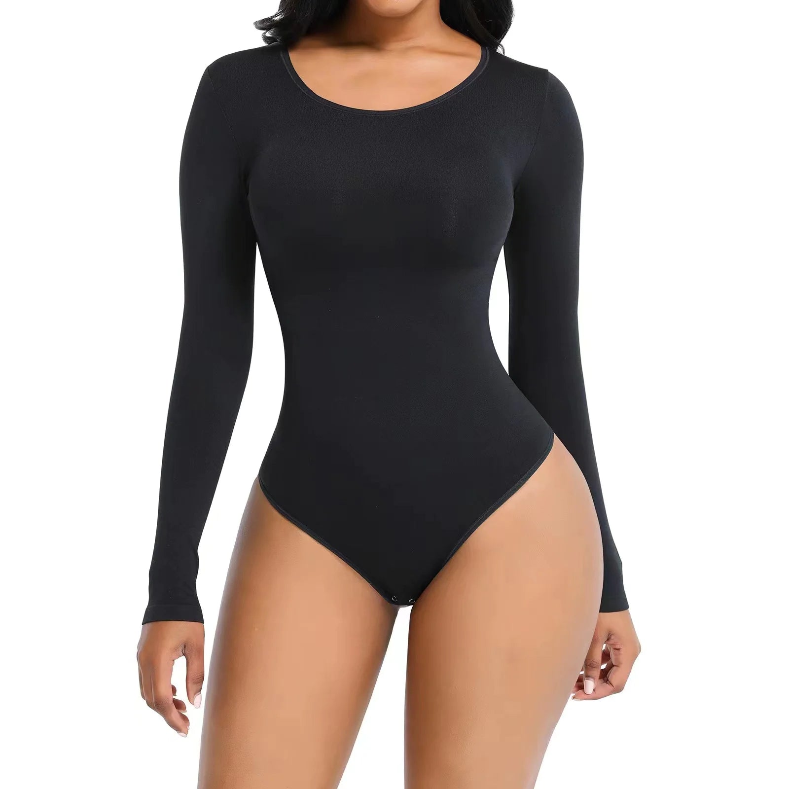 Long-Sleeved Seamless Bodysuit Jumpsuit