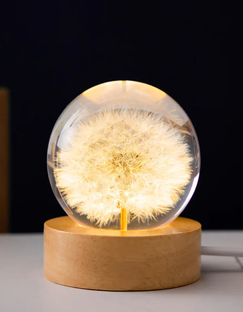 Load image into Gallery viewer, LED Flower Crystal Ball Night Light with Wooden Base
