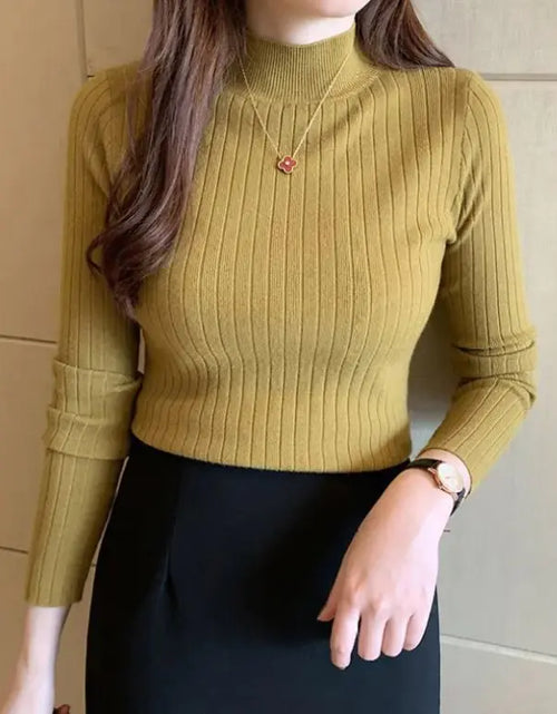 Load image into Gallery viewer, Half Turtleneck Bottoming Shirt Women&#39;s Long-sleeved Sweater Top
