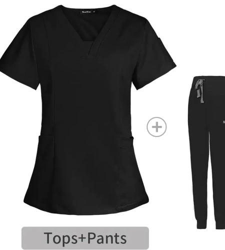 V-neck Split Surgical Gown Suit Female Short-sleeved Nurse