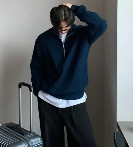 Zipaura Stand Collar Cardigan Sweater