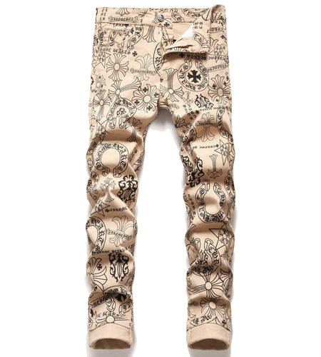 Men Khaki Denim Skinny Jeans